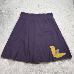 Karina Potestio Women's M Purple Bird Motif A-line Skirt Art to Wear Artisan